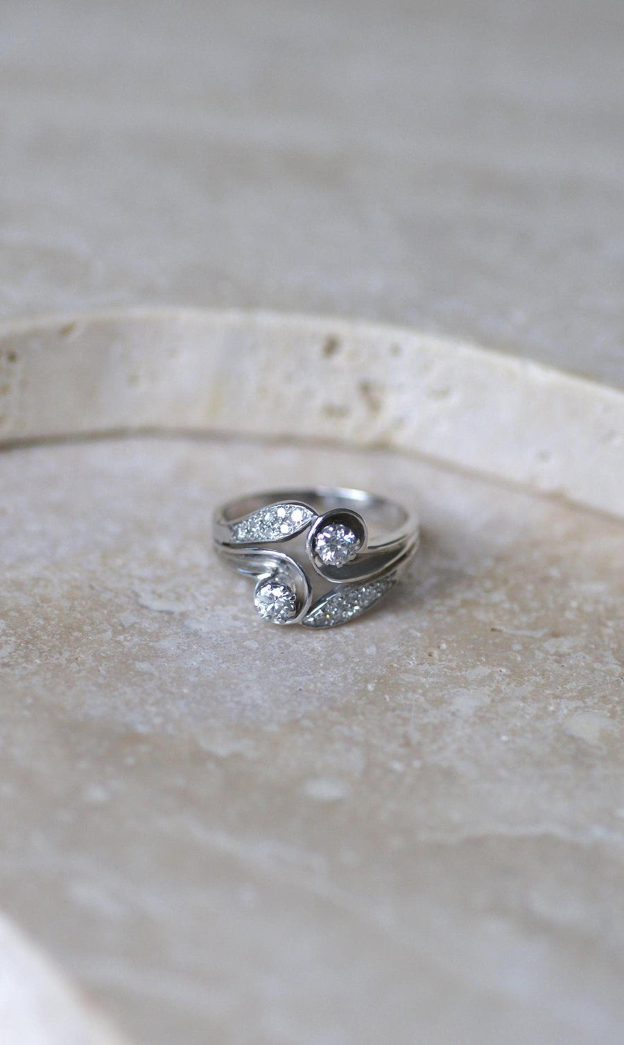 Bague Toi et Moi Diamants Rétro Or et Platine - Galerie Pénélope