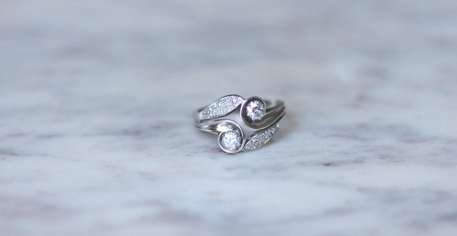 Bague Toi et Moi Diamants Rétro Or et Platine - Galerie Pénélope