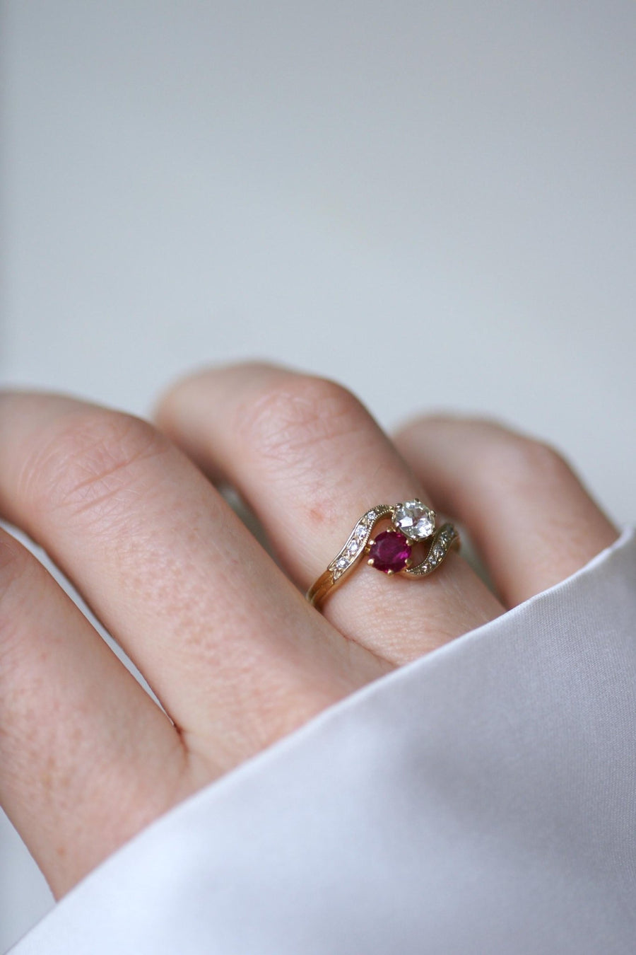 Bague Toi et Moi Rubis Birman et Diamants - Galerie Pénélope