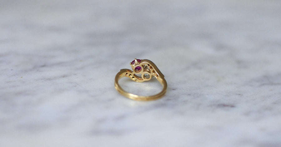 Bague Toi et Moi Rubis Birman et Diamants - Galerie Pénélope