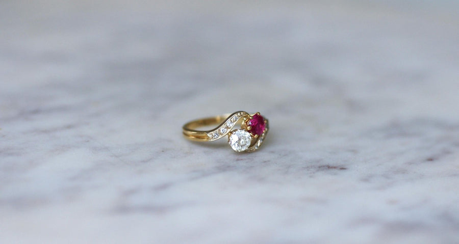 Bague Toi et Moi Rubis Birman et Diamants - Galerie Pénélope