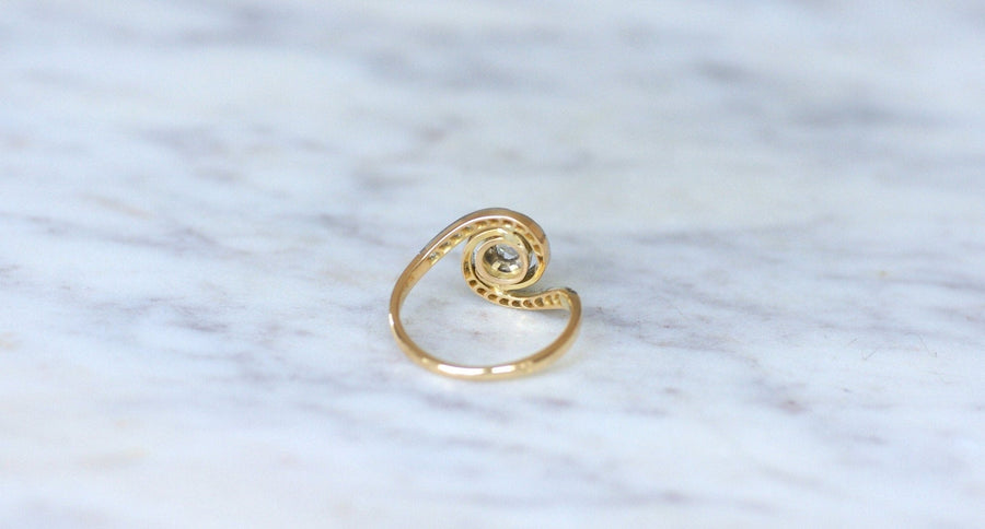 Bague Tourbillon Diamant Or Jaune et Platine - Galerie Pénélope