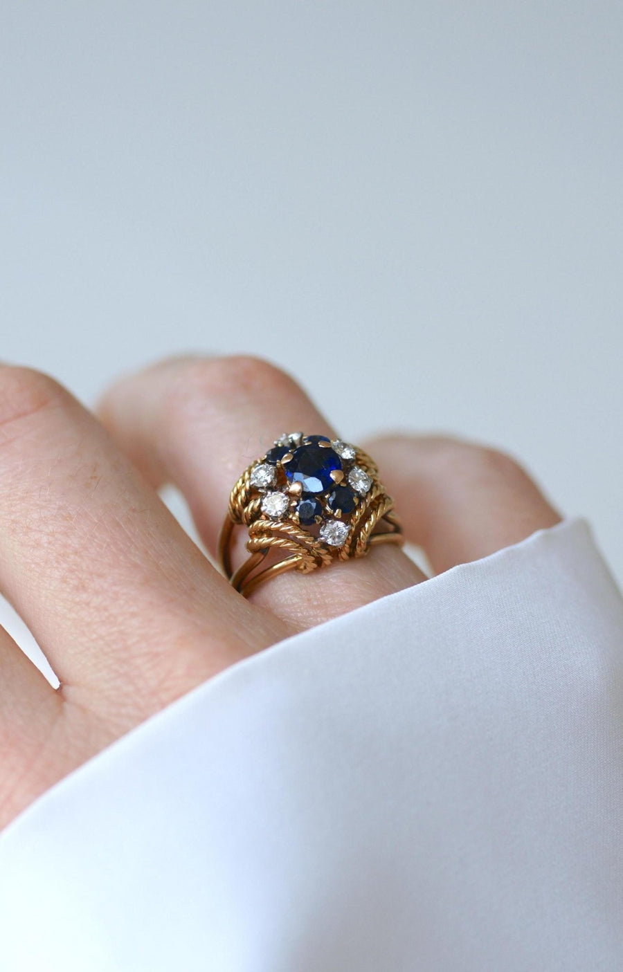 Boucheron Bague Cocktail Saphir Diamant Or Jaune - Galerie Pénélope