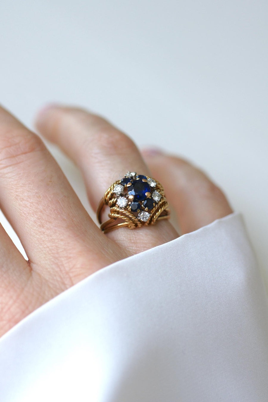 Boucheron Bague Cocktail Saphir Diamant Or Jaune - Galerie Pénélope