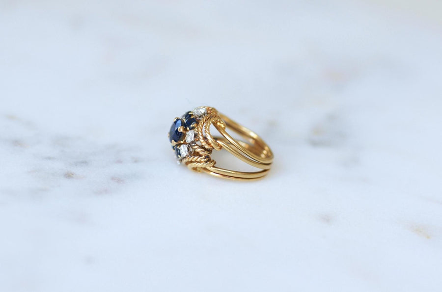 Boucheron Bague Cocktail Saphir Diamant Or Jaune - Galerie Pénélope