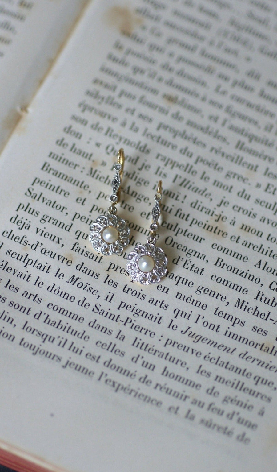 Boucles d'oreilles Art Deco Perles et Diamants - Galerie Pénélope