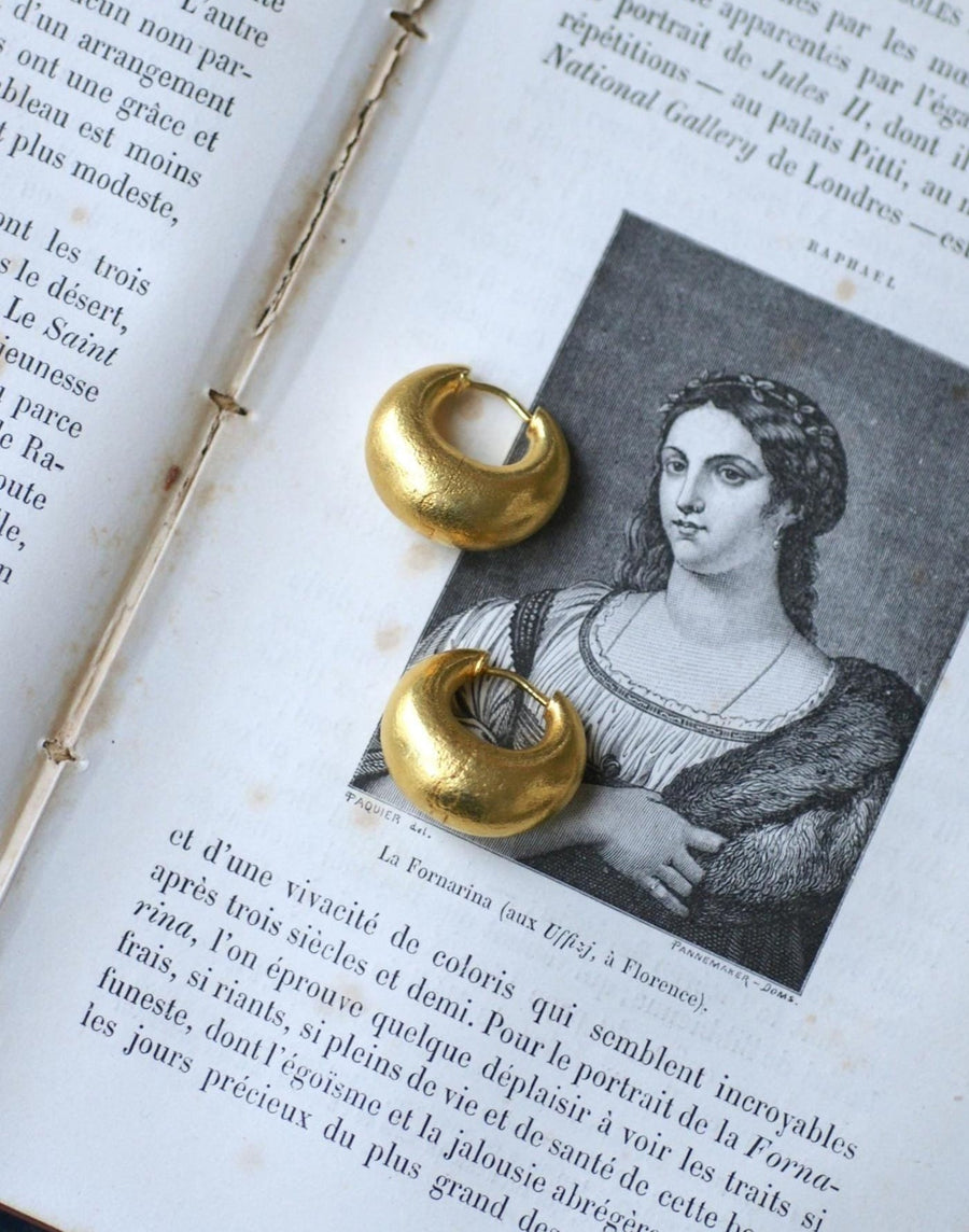 Boucles d'Oreilles Créoles Or Jaune Brossé - Galerie Pénélope