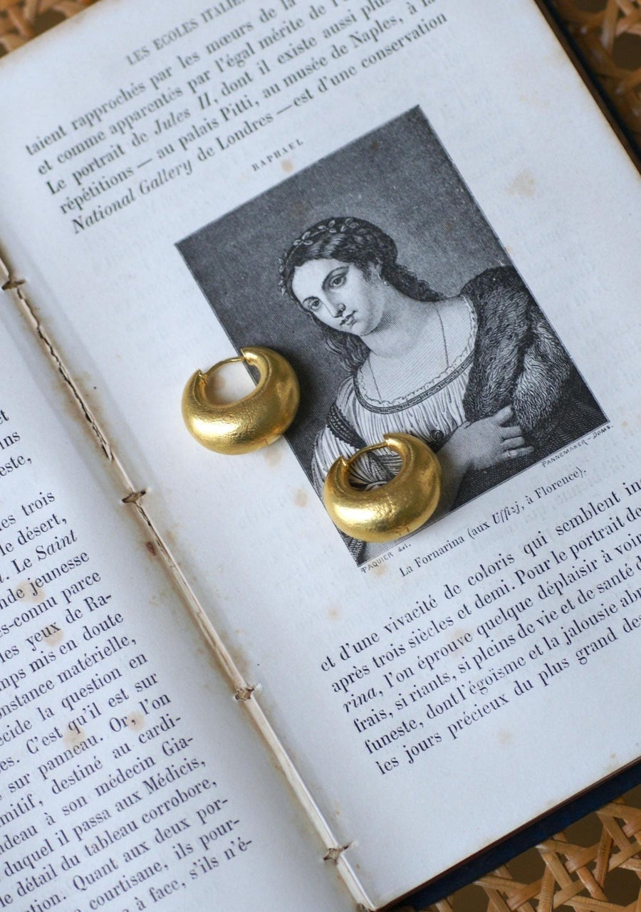 Boucles d'Oreilles Créoles Or Jaune Brossé - Galerie Pénélope