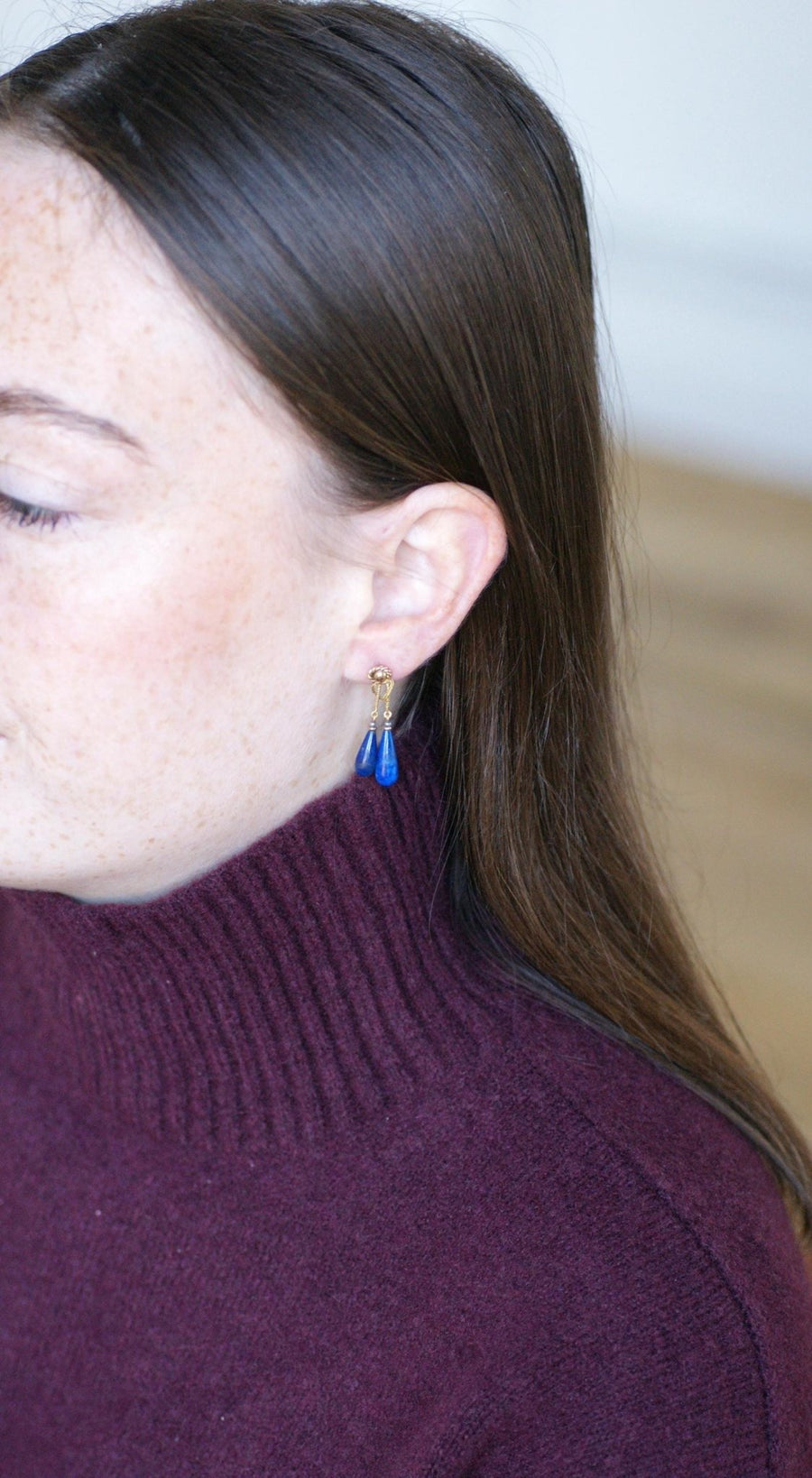 Boucles d'Oreilles Goutte Lapis Lazuli sur Or Jaune - Galerie Pénélope