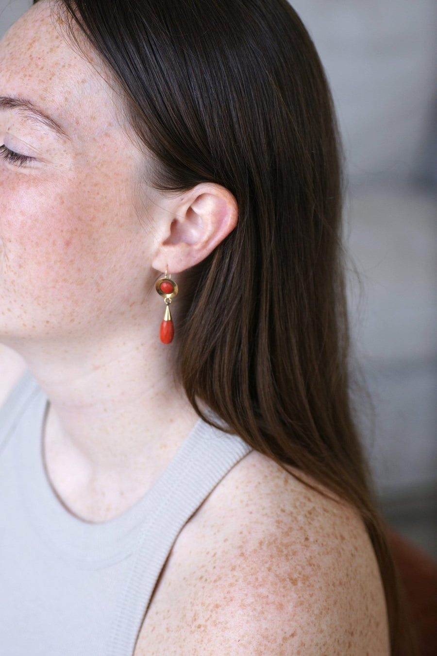 Boucles d'Oreilles Gouttes Corail - Galerie Pénélope