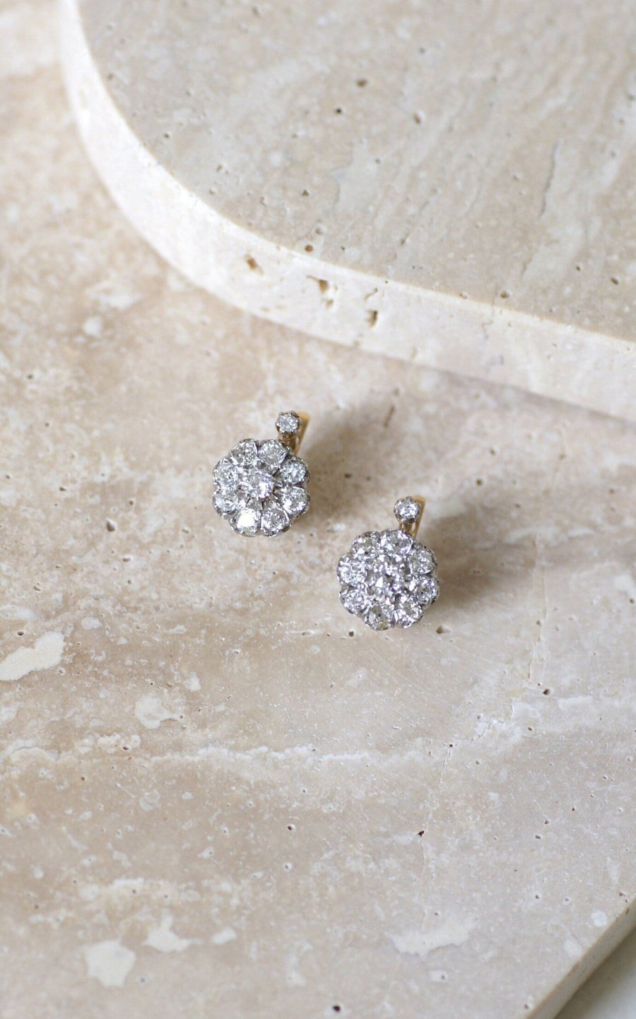 Boucles d'Oreilles Marguerite Diamants 1.40 Cts - Galerie Pénélope