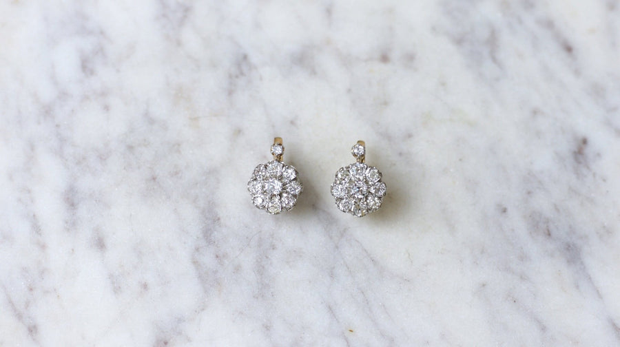 Boucles d'Oreilles Marguerite Diamants 1.40 Cts - Galerie Pénélope