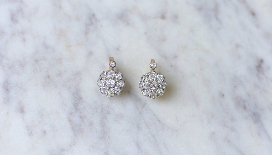 Boucles d'Oreilles Marguerite Diamants 1.40 Cts - Galerie Pénélope