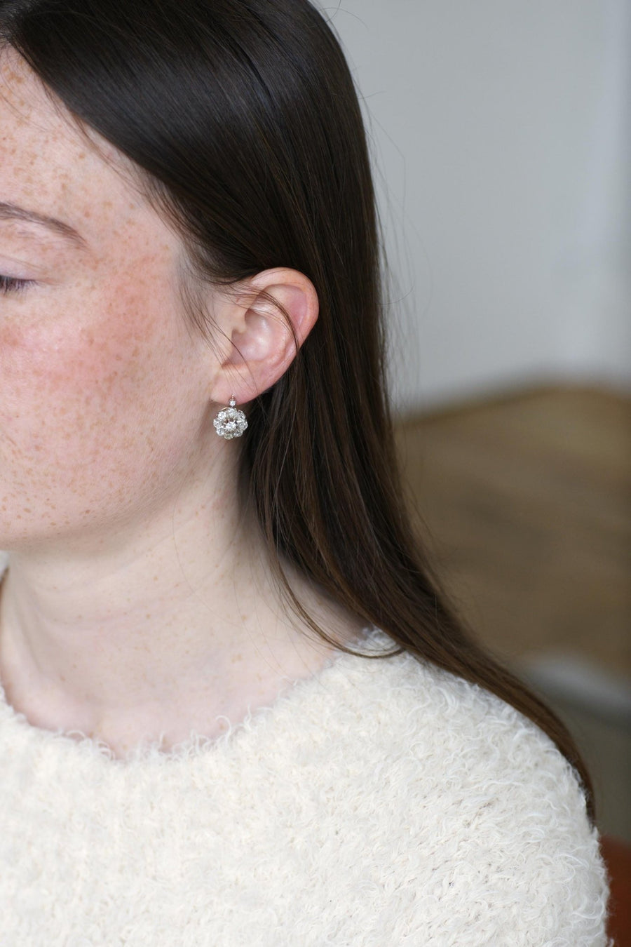 Boucles d'Oreilles Marguerite Diamants 3.00 Cts - Galerie Pénélope