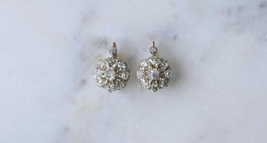 Boucles d'Oreilles Marguerite Diamants 3.00 Cts - Galerie Pénélope