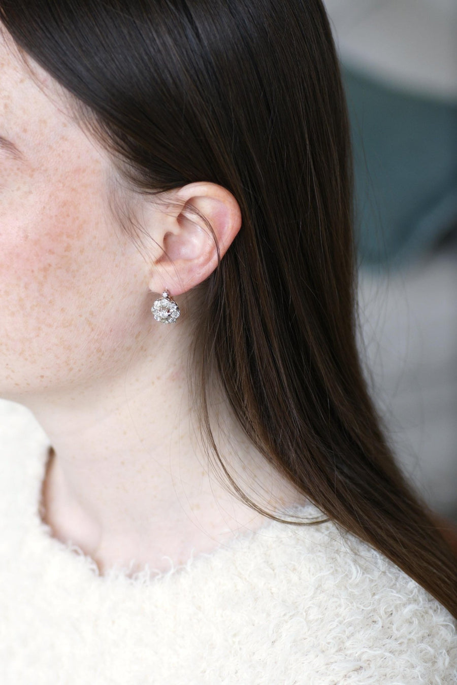 Boucles d'Oreilles Marguerite Diamants 3.00 Cts - Galerie Pénélope
