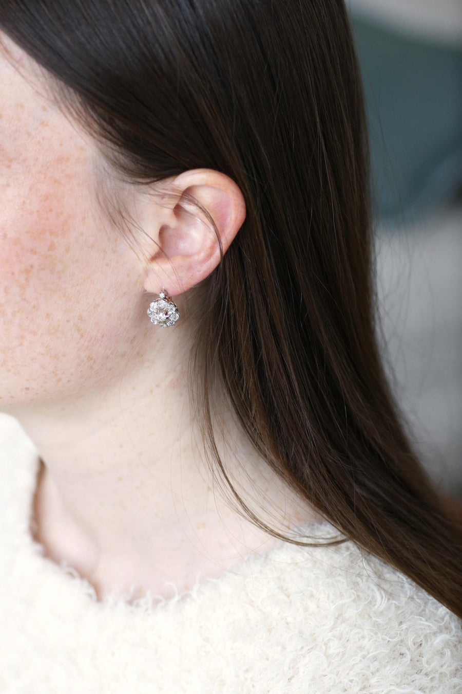 Boucles d'Oreilles Marguerite Diamants 3.00 Cts - Galerie Pénélope