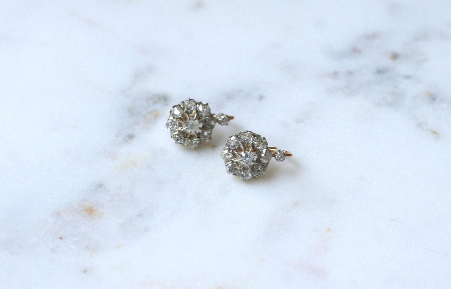 Boucles d'Oreilles Marguerite Diamants 3.00 Cts - Galerie Pénélope