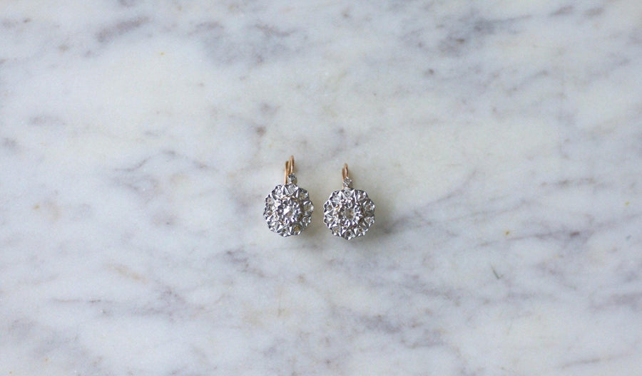 Boucles d'Oreilles Marguerite Diamants Taille Rose - Galerie Pénélope