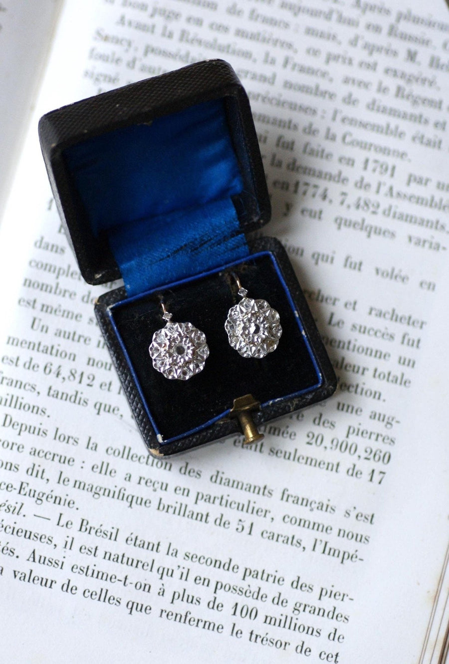 Boucles d'Oreilles Marguerite Diamants Taille Rose - Galerie Pénélope