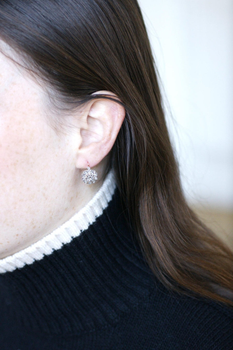 Boucles d'Oreilles Marguerite Diamants Taille Rose - Galerie Pénélope