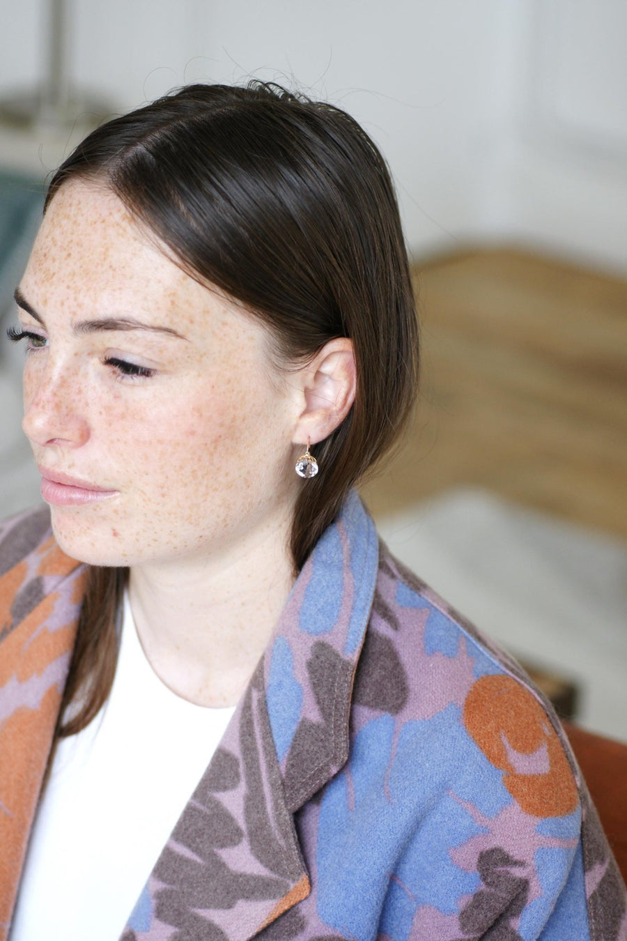Boucles d'Oreilles Poissardes Rondes Améthystes sur Or Rose - Galerie Pénélope