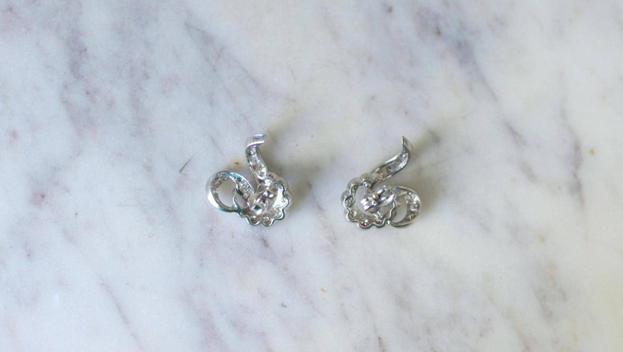 Boucles d'Oreilles Volutes Diamant Or Blanc - Galerie Pénélope