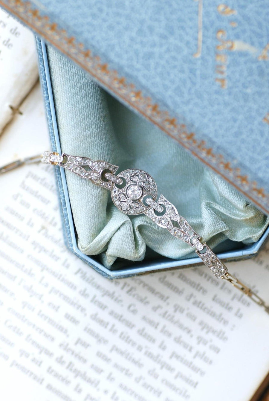 Bracelet Art Déco Diamants 1,10 Cts sur Or et Platine - Galerie Pénélope