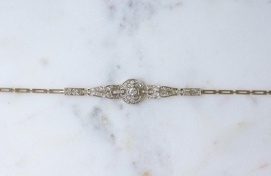 Bracelet Art Déco Diamants 1,10 Cts sur Or et Platine - Galerie Pénélope