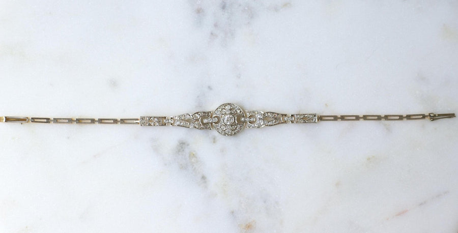 Bracelet Art Déco Diamants 1,10 Cts sur Or et Platine - Galerie Pénélope