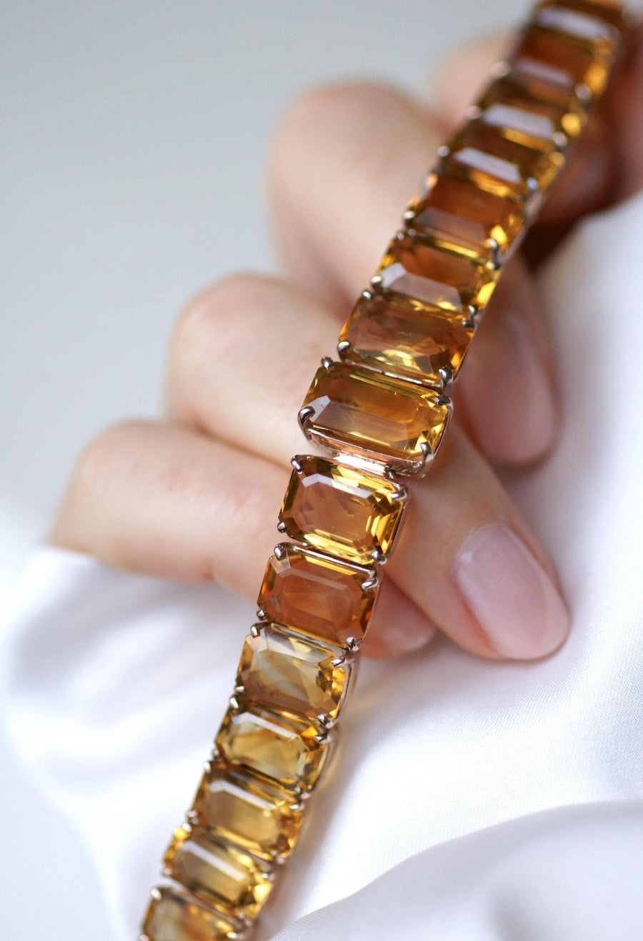 Bracelet Retro Ligne Citrines Sur Or Rose - Galerie Pénélope