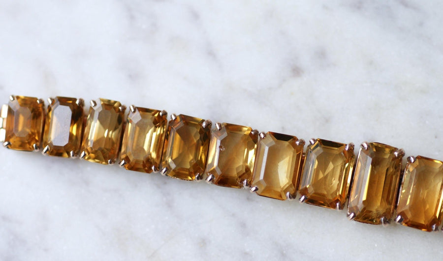 Bracelet Retro Ligne Citrines Sur Or Rose - Galerie Pénélope