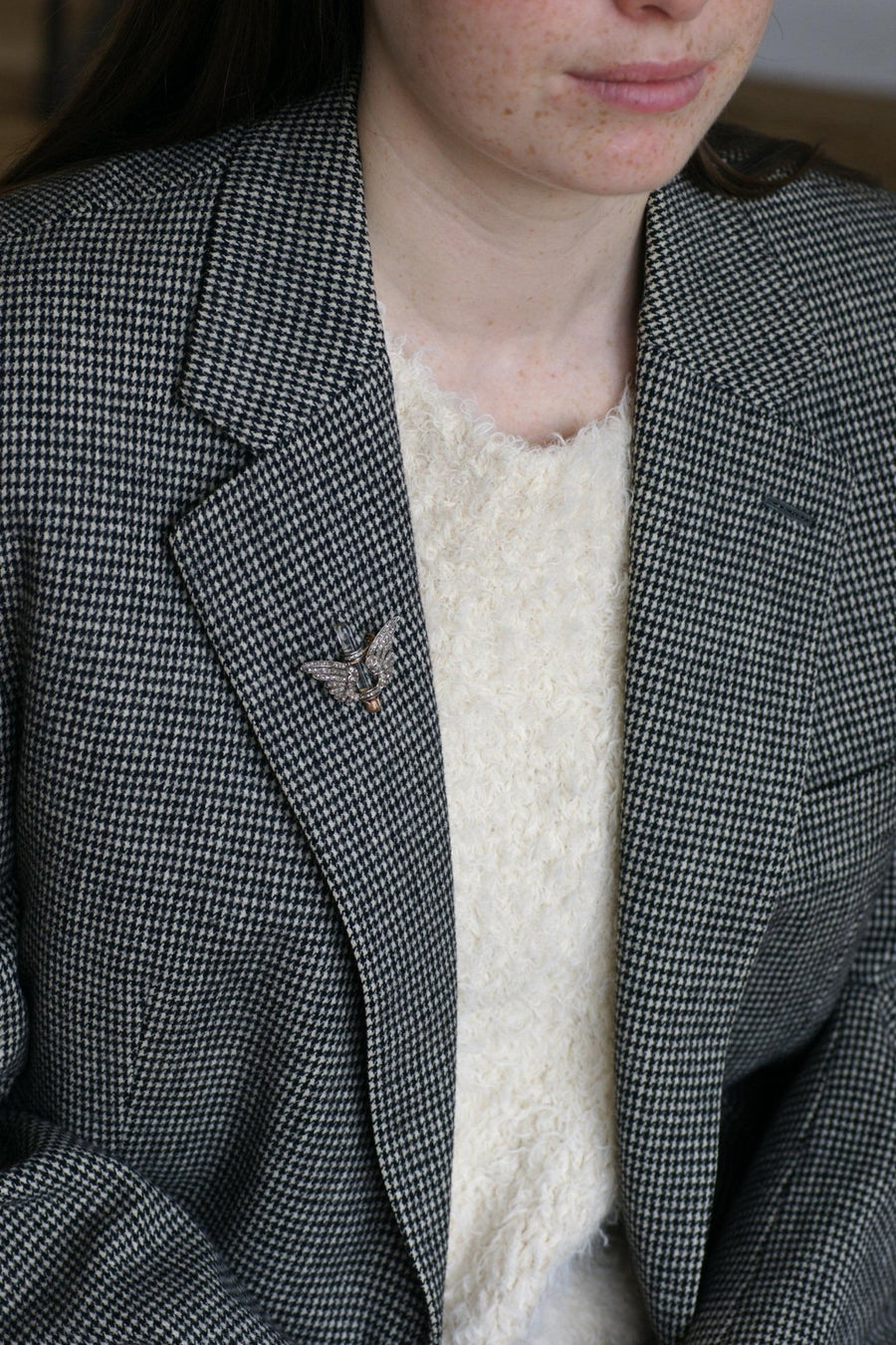 Broche Ancienne Ailes Diamants et Cristal de Roche - Galerie Pénélope