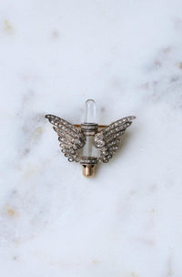 Broche Ancienne En Forme De Losange - Cristal Blanc Sur Métal Argenté - Vintage - Occasion