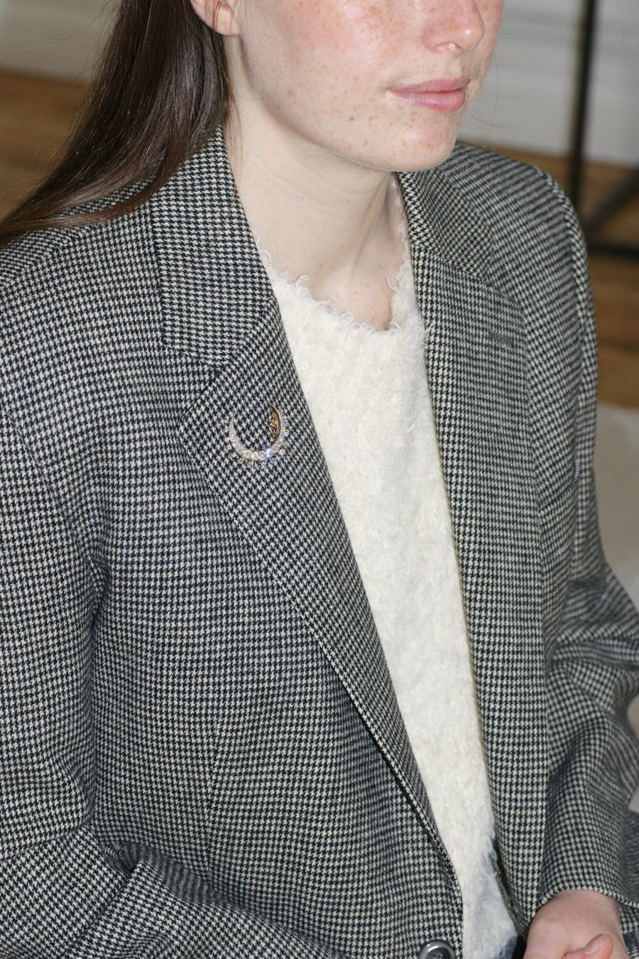 Broche Ancienne Croissant De Lune Diamants - Galerie Pénélope