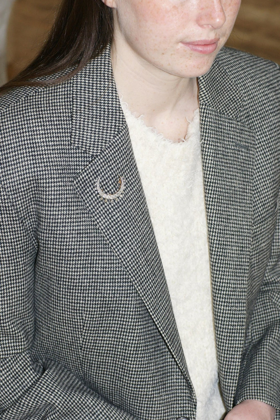 Broche Ancienne Croissant De Lune Diamants - Galerie Pénélope