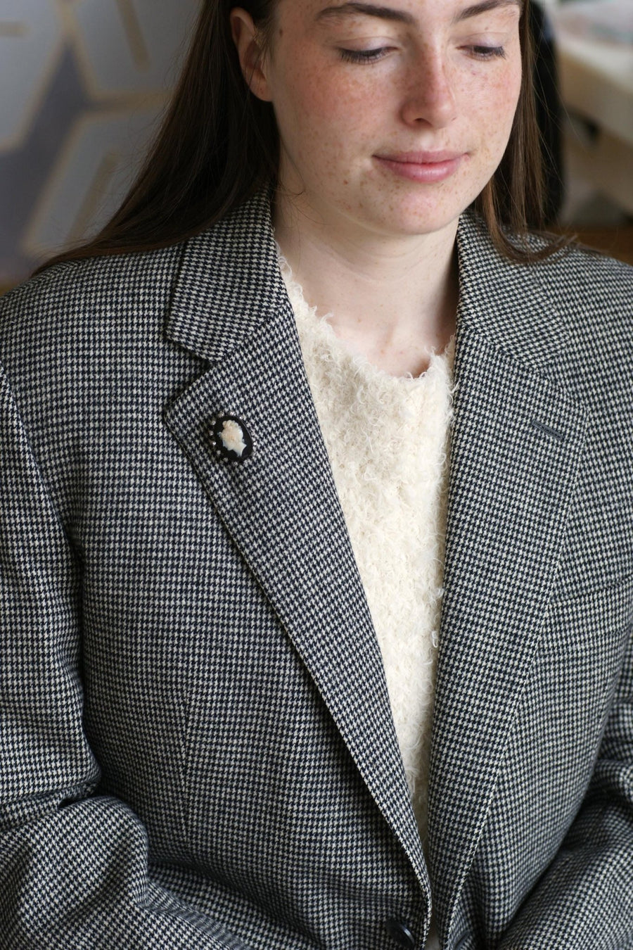 Broche Camée Onyx et Diamants - Galerie Pénélope