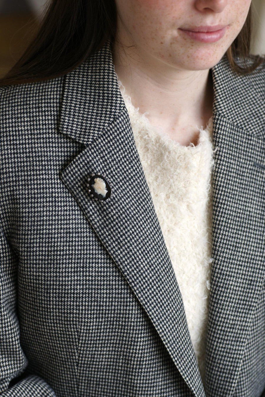 Broche Camée Onyx et Diamants - Galerie Pénélope