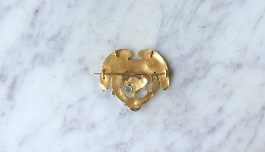 Broche Chimère Ancienne Or et Diamant - Galerie Pénélope