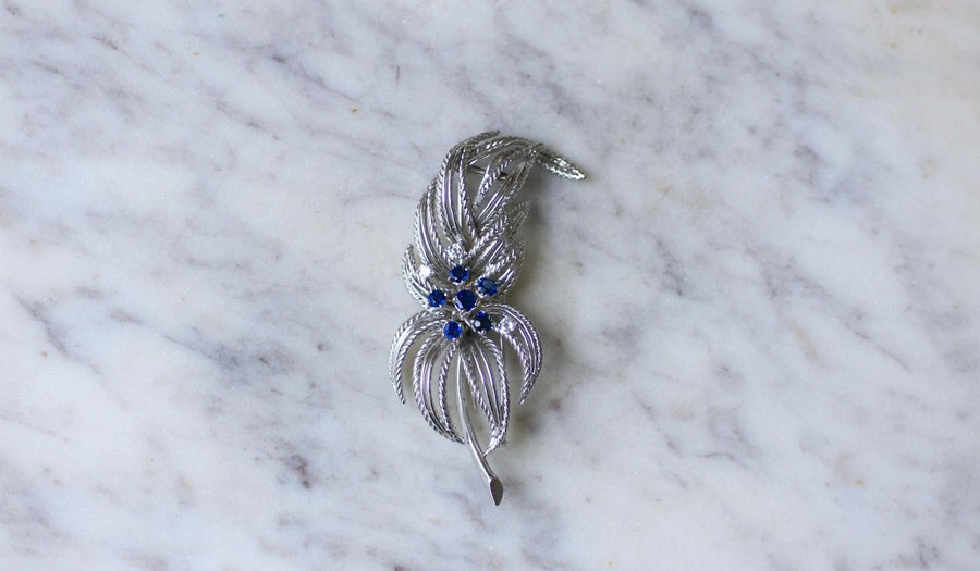 Broche Clip Boucheron Saphirs et diamants - Galerie Pénélope