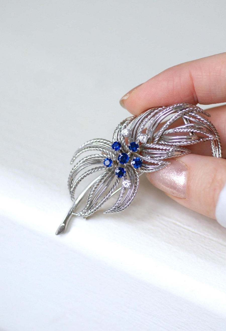 Broche Clip Boucheron Saphirs et diamants - Galerie Pénélope