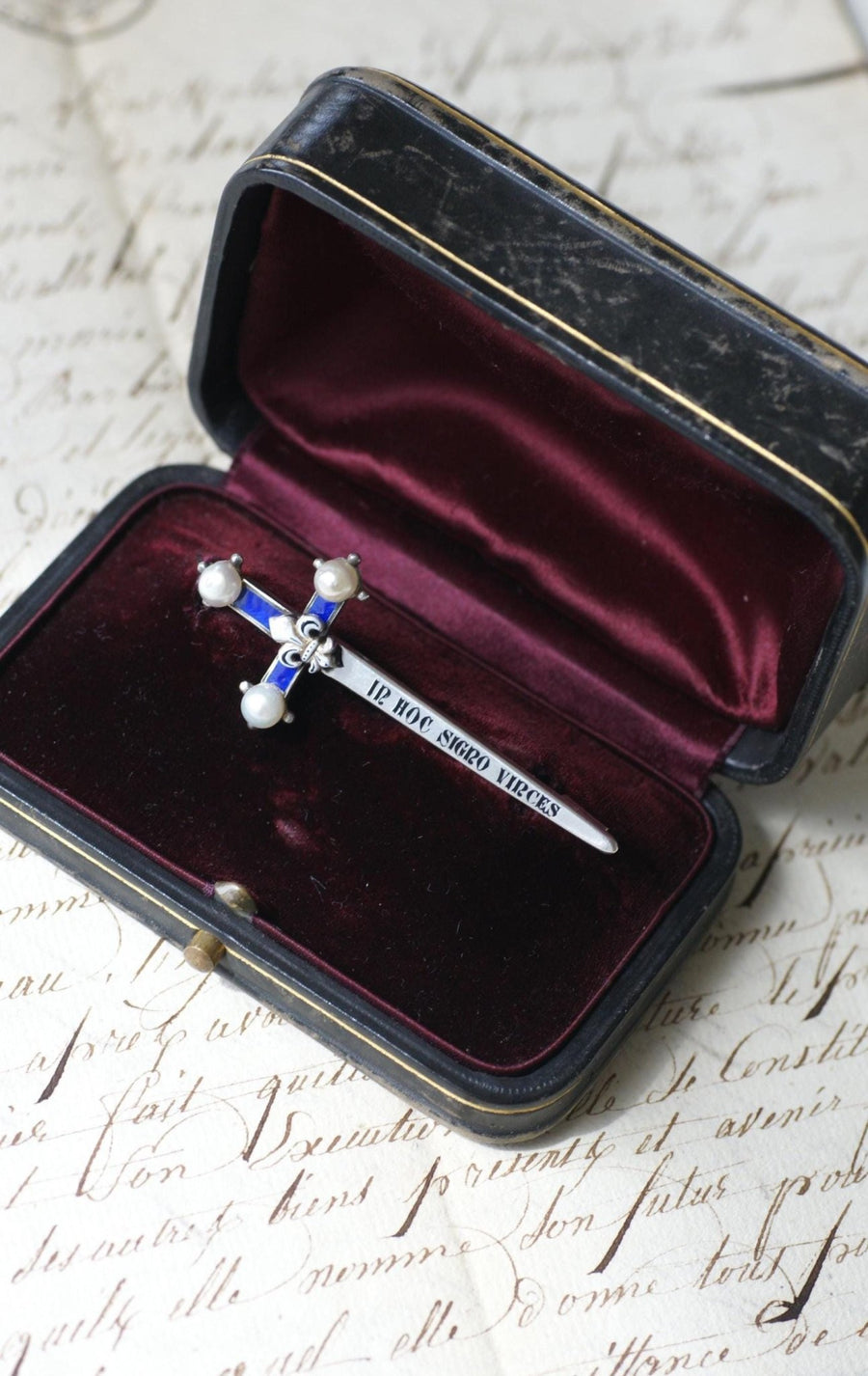 Broche Epée Ancienne Perles Fines - Galerie Pénélope