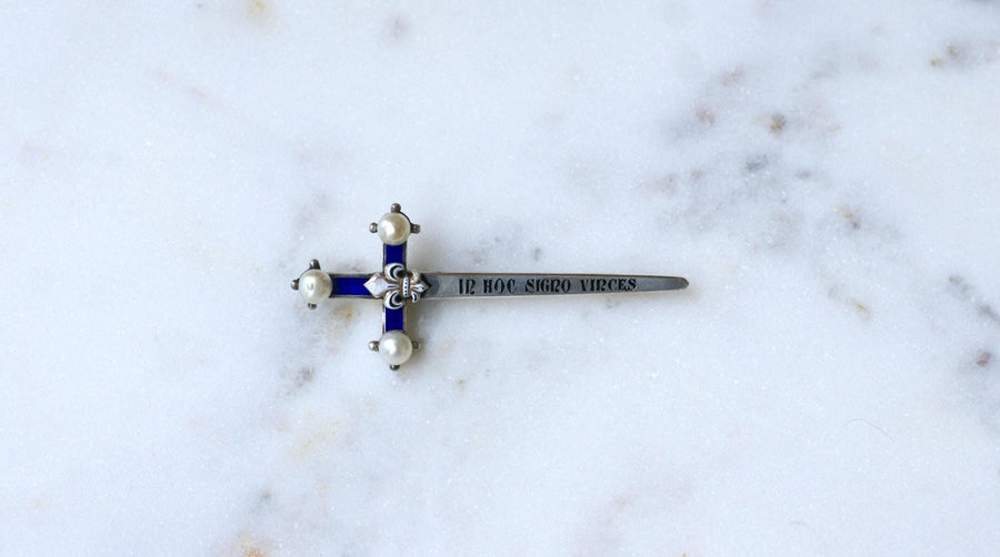 Broche Epée Ancienne Perles Fines - Galerie Pénélope