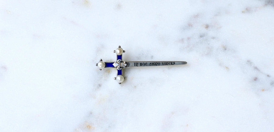 Broche Epée Ancienne Perles Fines - Galerie Pénélope