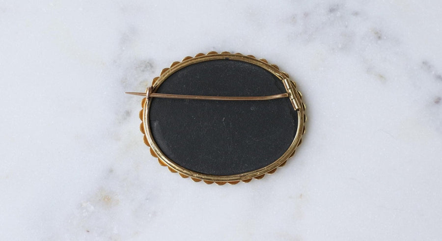 Broche Fleur Pietra Dura sur Or Jaune - Galerie Pénélope