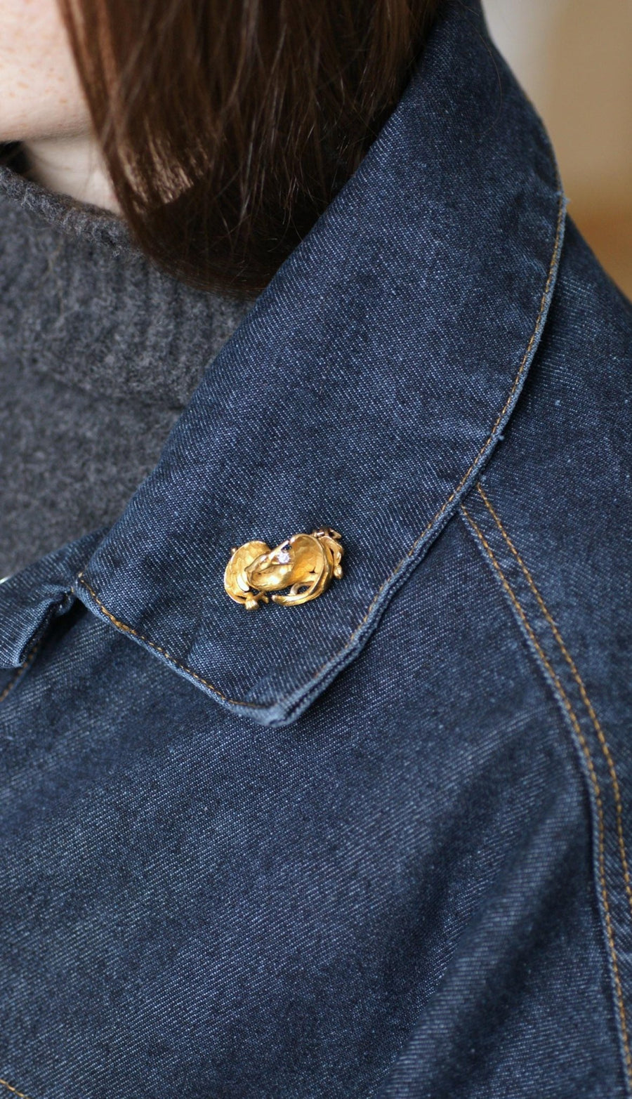 Broche Victorienne Oiseau Or jaune et Diamant - Galerie Pénélope