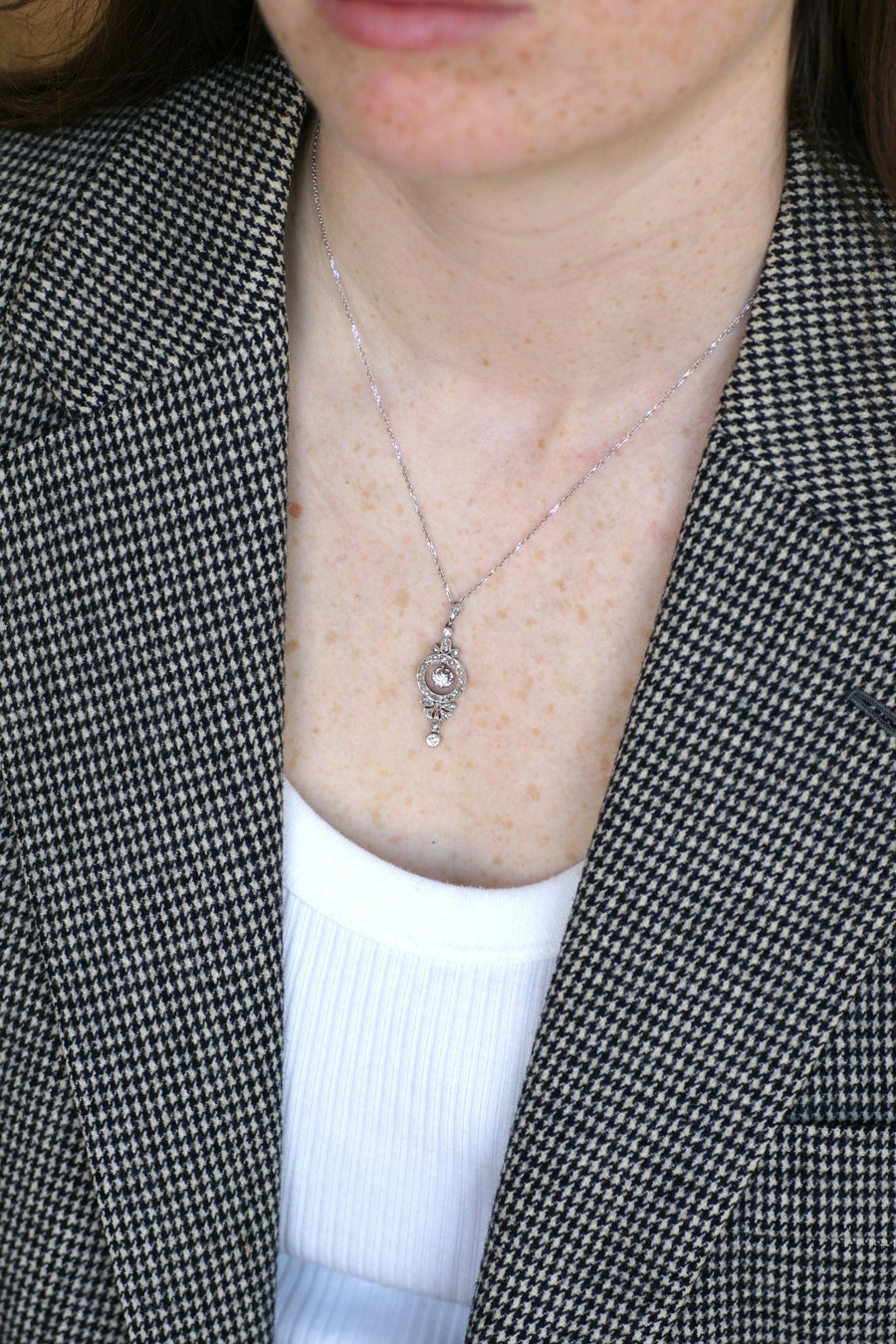 Collier Art Déco Pendentif diamants - Galerie Pénélope