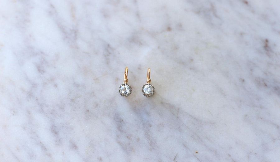 Dormeuses Anciennes Diamants 0.60 Ct - Galerie Pénélope