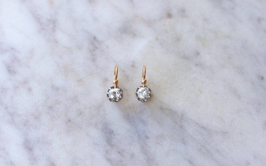 Dormeuses Anciennes Diamants 0.60 Ct - Galerie Pénélope