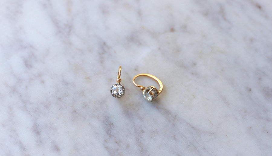 Dormeuses Anciennes Diamants 0.60 Ct - Galerie Pénélope